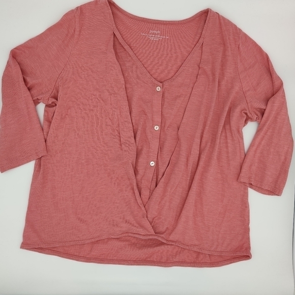 J. Jill Coral Button-Front Top - Picture 1 of 5